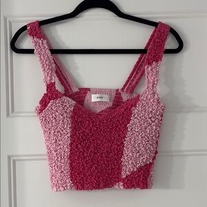 Stylish Pink and Red Smocked Tank Top
